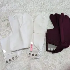 足袋 3足セット 白 赤紫　23.0cm 福助　５枚こはぜ　東レ