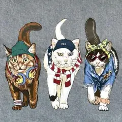 猫のイラスト入り デニム素材のトートバッグ 猫 茶トラ 하치와레 シロネコ