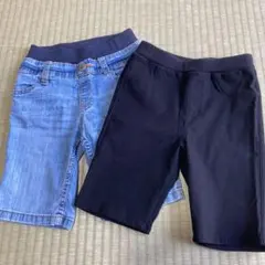 半ズボン　２枚セット　デニム　黒　男の子　ハーフパンツ　110サイズ