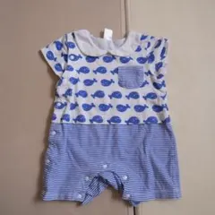 マザウェイズ　クジラ　くじら柄　半袖カバーオール　ロンパース