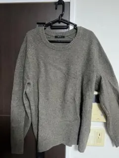 COMME CA ISM グレー クルーネックニット LLサイズ