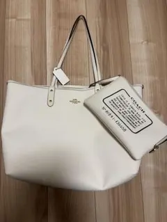 COACH ホワイト トートバッグ ポーチ付き