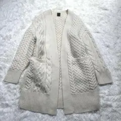 美品 バトナー ウールアルパカ ケーブルカーディガン 生成り　定価3.3万