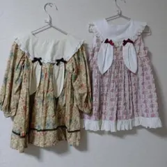 ハンドメイド 姉弟リンクコーデ 120 110 セーラーワンピースブラウス 