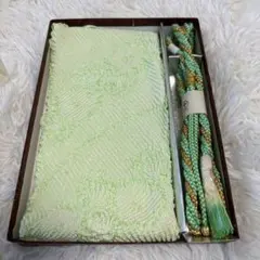 薄緑色　正絹 絞り帯揚げ・帯締め 2点セット 和装小物