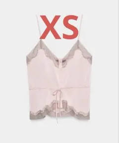 完売品 ZARA サテンレースキャミソールXSサイズ新品タグ付き　パステルブルー 完売品 ZARA サテンレースキャミソール Sサイズ新品タグ付き パステル