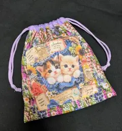 ✨️イベント品✨️❣️巾着袋　猫　パネルA　ハンドメイド