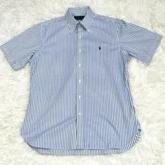 『美品』ラルフローレン 半袖ボタンダウンシャツ ストライプ L イージーケア