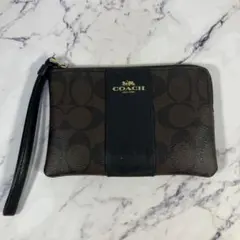 COACH コーチ シグネチャー ポーチ　小物入れリストレット　PVC