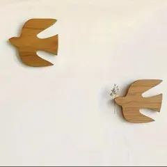 【新品】木製　鳥　2点セット　オブジェ　壁掛け
