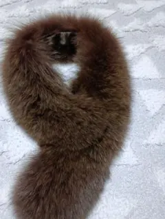 リアルファー ティペット マフラー ブラウン