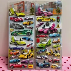 ★匿名配送★ぷくぷくシール　レーシングカー　2セット　ぷっくりカラフル　車　3D