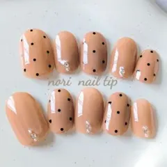 ネイルチップ 　オフィスネイル　ドットにシークレットハートネイル　秋冬ネイル