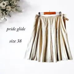 pride glideプリーツスカート 38 ベージュ スウェード 裏地 364のサムネイル