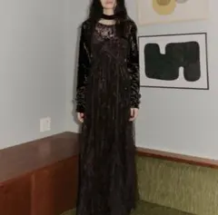 ANDRESD sparkle lace velour dressブラウン