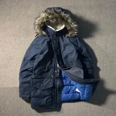 アバクロ XS ファーダウンジャケット n3b コート フード ネイビー