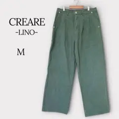 クレアーレリノ タックワイドパンツ カラーデニム オリーブグリーン カーキ M