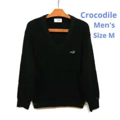 ★Crocodile　メンズ　Vネック　長袖ニット　ウール混　日本製　Mサイズ