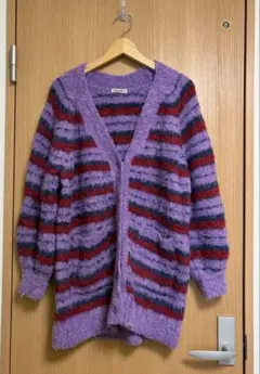niko and … 紫色 ストライプ カーディガン