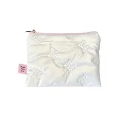 韓国雑貨　HING ポーチ　リボン　白