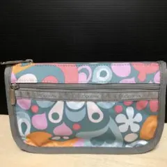 レスポートサック　花柄　ポーチ　Wファスナー　パステルカラー　未使用