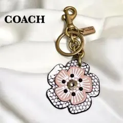 美品✨COACH コーチ　ティーローズ　バッグチャーム　キーホルダー　花
