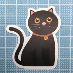 防水ステッカー　ねこ　クロネコ 首輪　鈴　スズ