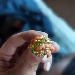 珊瑚 ペリドット ゴールドカラー 반지