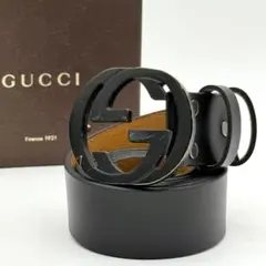 【美品】GUCCI インターロッキング ベルト フォーマル ブラック
