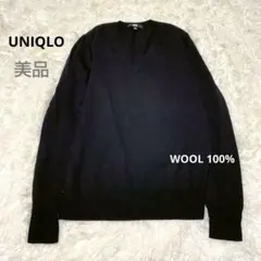 【UNIQLO】ニット Vネック ブラック　ウール