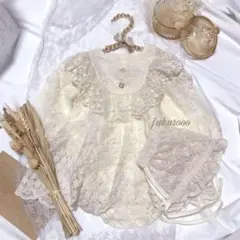 ベビードレス　長袖ワンピース　女の子　結婚式　70相当　ハーフバースデー　衣装