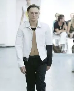 2003ss helmut lang leather denim jacketのサムネイル