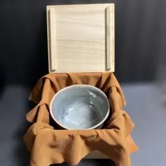 青灰色 陶器 茶碗 木箱付き　茶器
