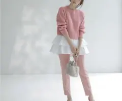 JUSGLITTY 美香さんコラボニット ✕ ブラウスSET