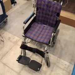 カワムラサイクル 介助式車椅子 KA800シリーズ 紫チェック【現状渡し】のサムネイル