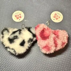 ハート型ファーキーホルダー2個セット