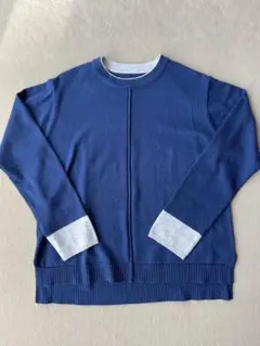 BonSens ボンサンス前中心アウトシームバイカラーニットプルオーバー美品