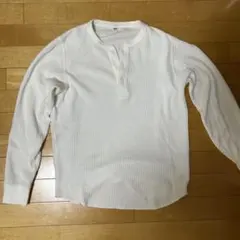UNIQLO ワッフルヘンリーネックシャツ ホワイト S