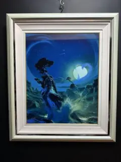 F6】岡本太郎（夜）肉筆品/表裏サイン有り/手描き/油絵/絵画/裏シール