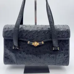 ✨美品✨ 高級 オーストリッチ 2WAY ハンドバッグ 黒 ゴールド フォーマル ✨美品✨ 高級 オーストリッチ 2WAY ハンドバッグ 黒 ゴールド