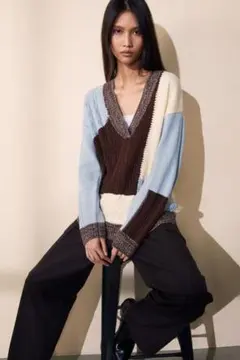 H&M ミックスニットネックセーター S