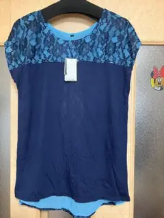 胸元・背中レースの夏色チェニック「新品・タグ付」