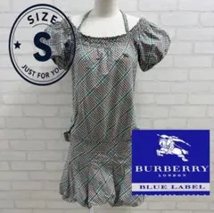 ★美品★ Burberry Blue Label チェック柄 パフスリーブ Sのサムネイル