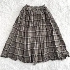 サマンサモスモス SM2 チェック柄ロングスカート カーキ フレア ひらひら