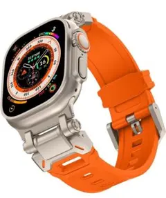 Apple Watch バンド チタン風 オレンジ 49/46/45/44/4つ