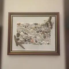 【世界に一つ☆】貝殻と流木の立体アート　シーグラス　貝殻アート　流木アート