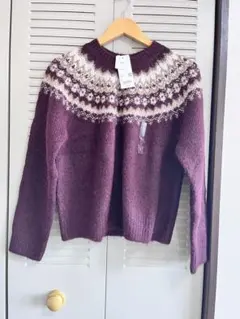 新品 UNIQLO フラッフィクルーネックセーター ワイン Ｌ ユニクロ