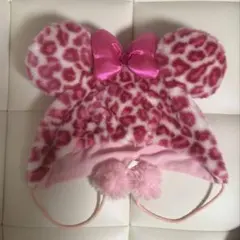 ミニーちゃん 耳付き ピンク ヒョウ柄 ファンキャップ レオパード 平成