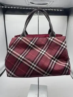 バーバリー ロンドン ミニトートバッグ ノバチェック 赤系 レザーハンドル