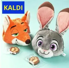 KALDI ズートピア 立体フェイスポーチ　ニックジュディ ぬいぐるみポーチ